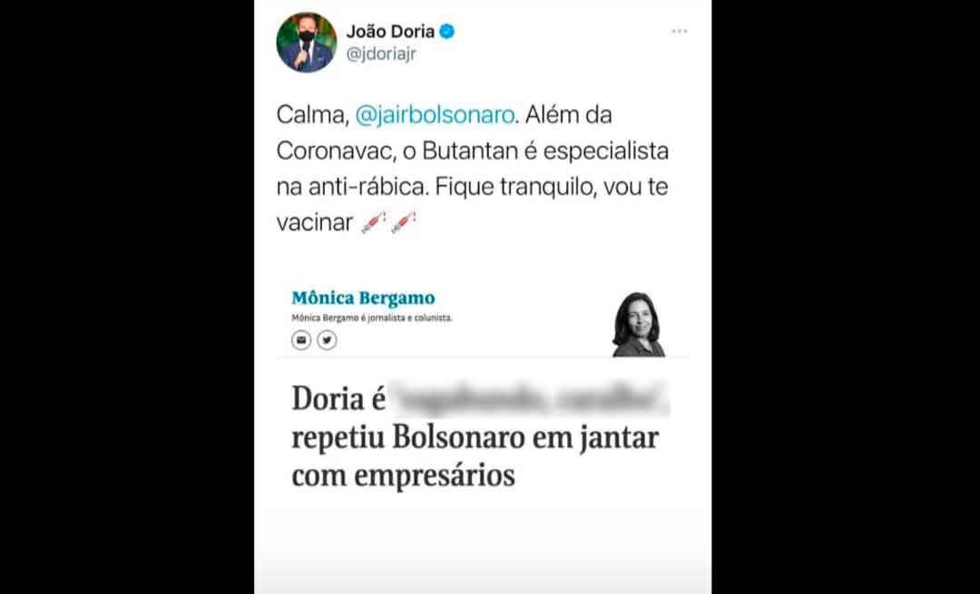 É Treta! Bolsonaro E Dória Perdem A Compostura De Vez