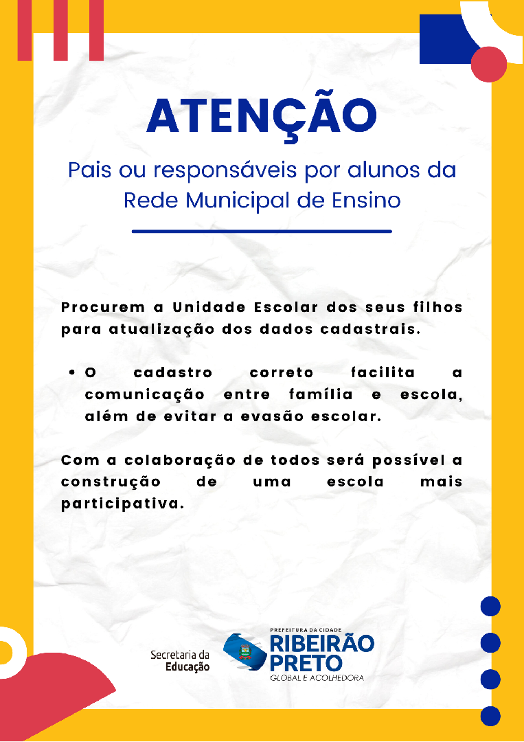 Atualização De Cadastro Para Responsáveis Por Alunos Da Rede Municipal