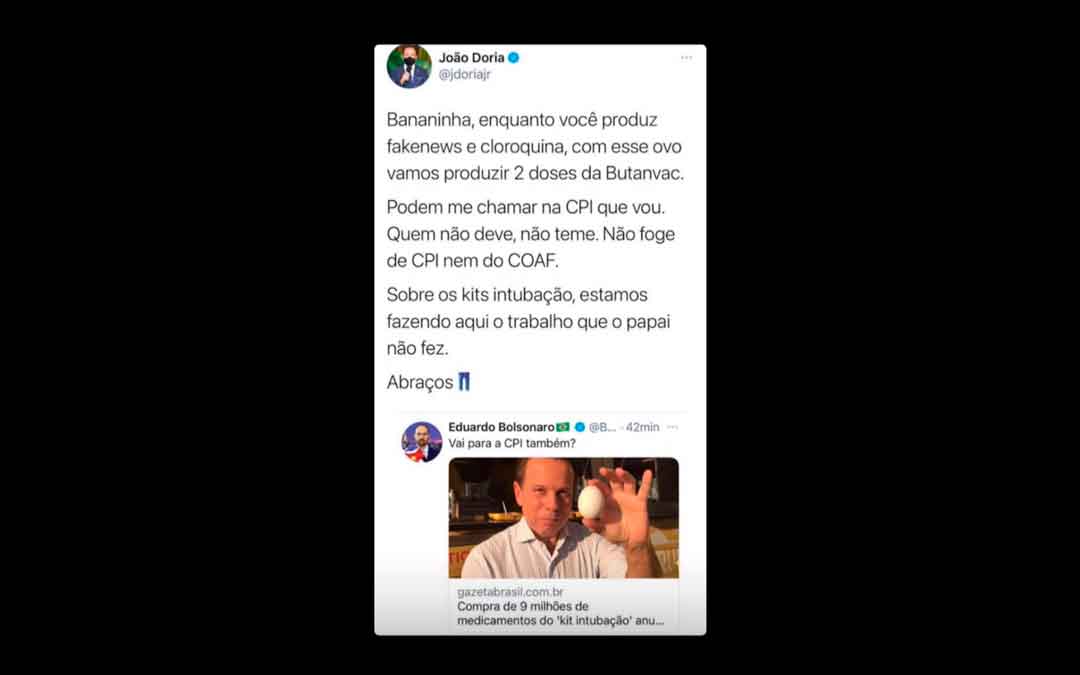 João Dória Cutuca Bolsonaro De Novo