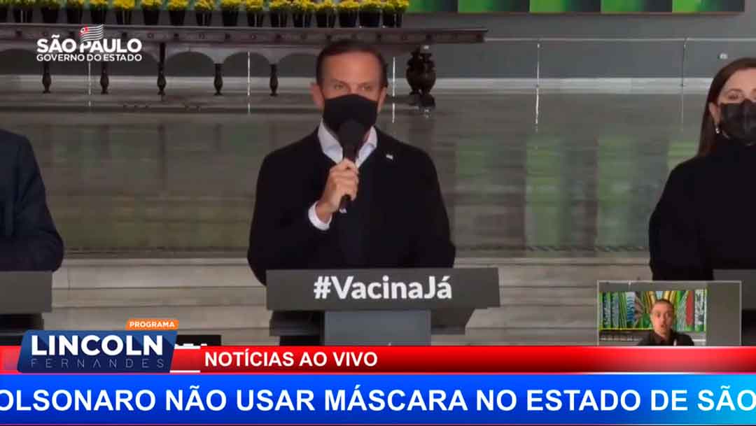 Dória Afirma Que Se Bolsonaro Vier A São Paulo E Não Usar Máscara, Vai Ser Multado