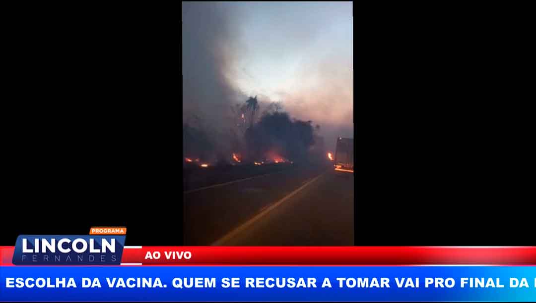 Margem Da Rodovia Joaquim Ferreira Com Vegetação Em Chamas