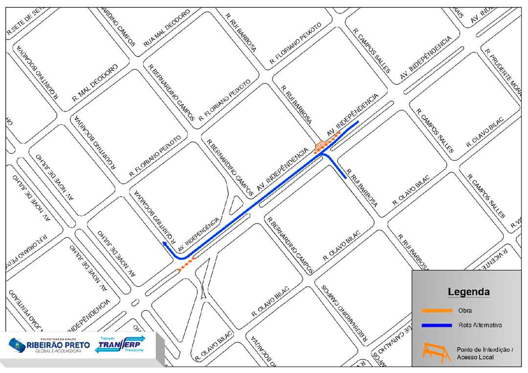 Acesso À Rua Rui Barbosa A Partir Da Avenida Independência Está Interditado