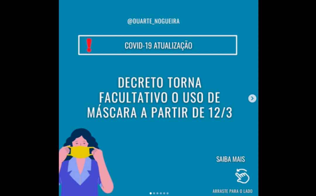 Decreto Libera Uso De Máscara Em Locais Abertos A Partir Do Próximo Dia 12/03/2022