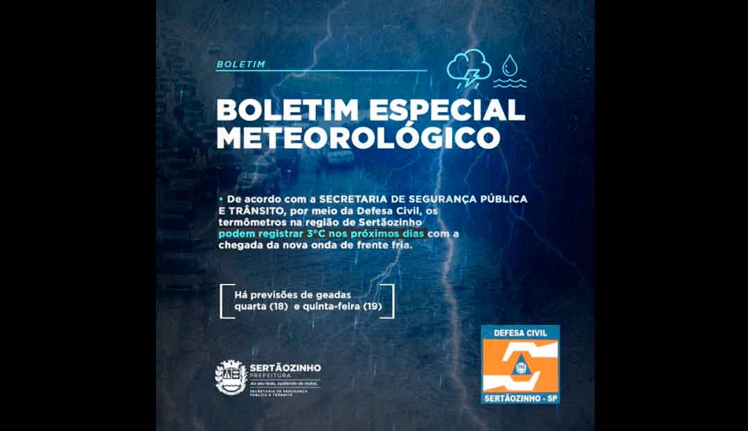 Sertãozinho Pode Ter Temperatura De Até 3 Graus Nos Próximos Dias