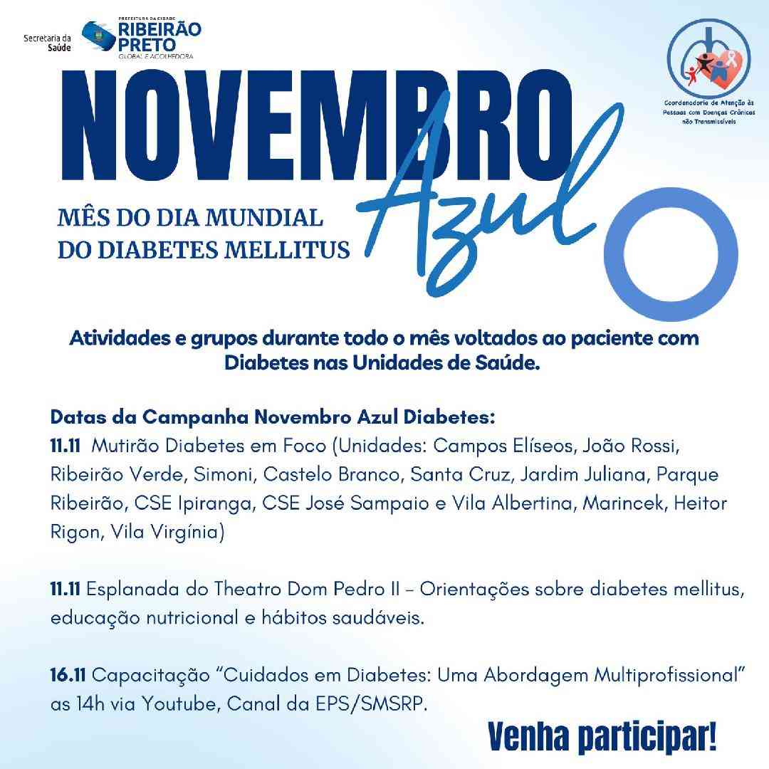 Novembro Azul: Saúde promove ações de prevenção ao diabetes