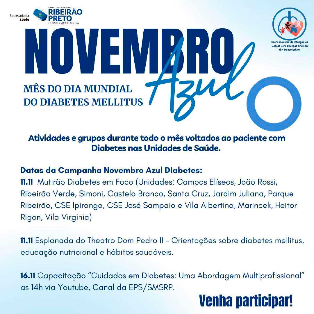 Novembro Azul: sábado, dia 11 tem ações de prevenção ao diabetes na Esplanada do Theatro Pedro II