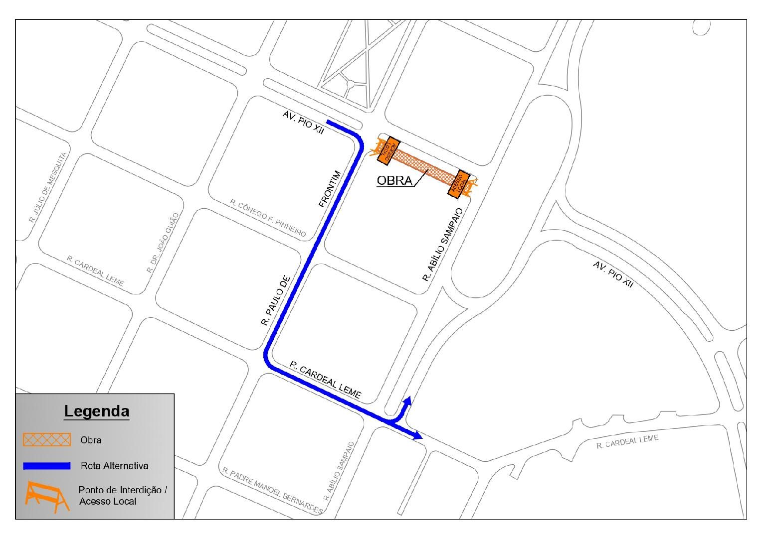 Avenida Pio XII terá trecho interditado na quarta-feira