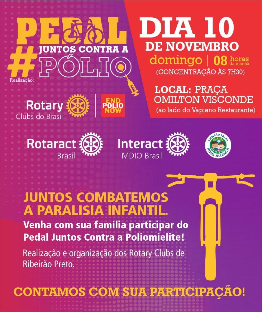 Ribeirão Preto recebe passeio ciclístico “Pedal Juntos Contra a Pólio” com várias atividades culturais