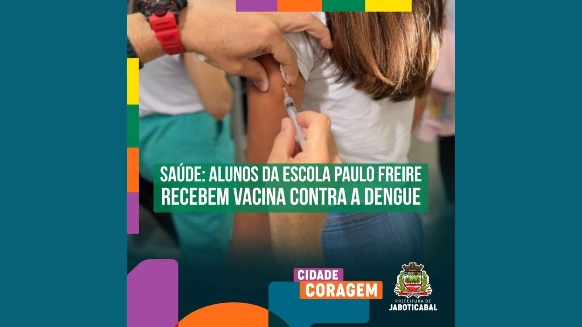 Alunos da escola Paulo Freire de Jaboticabal recebem vacina contra a dengue