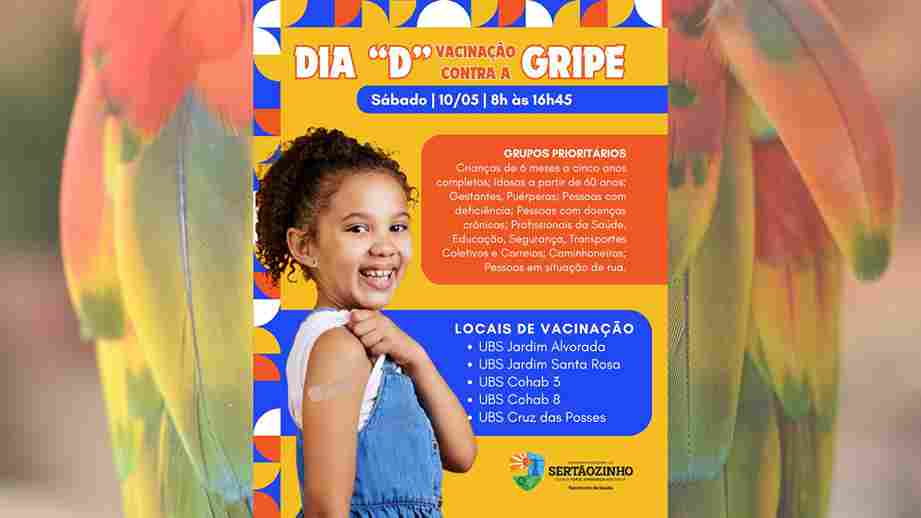 Sertãozinho realiza Dia “D” de Vacinação contra a Gripe neste sábado