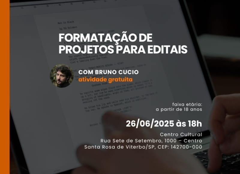 Santa Rosa de Viterbo oferece Oficina de Formatação de Projetos para Editais com Bruno Cucio