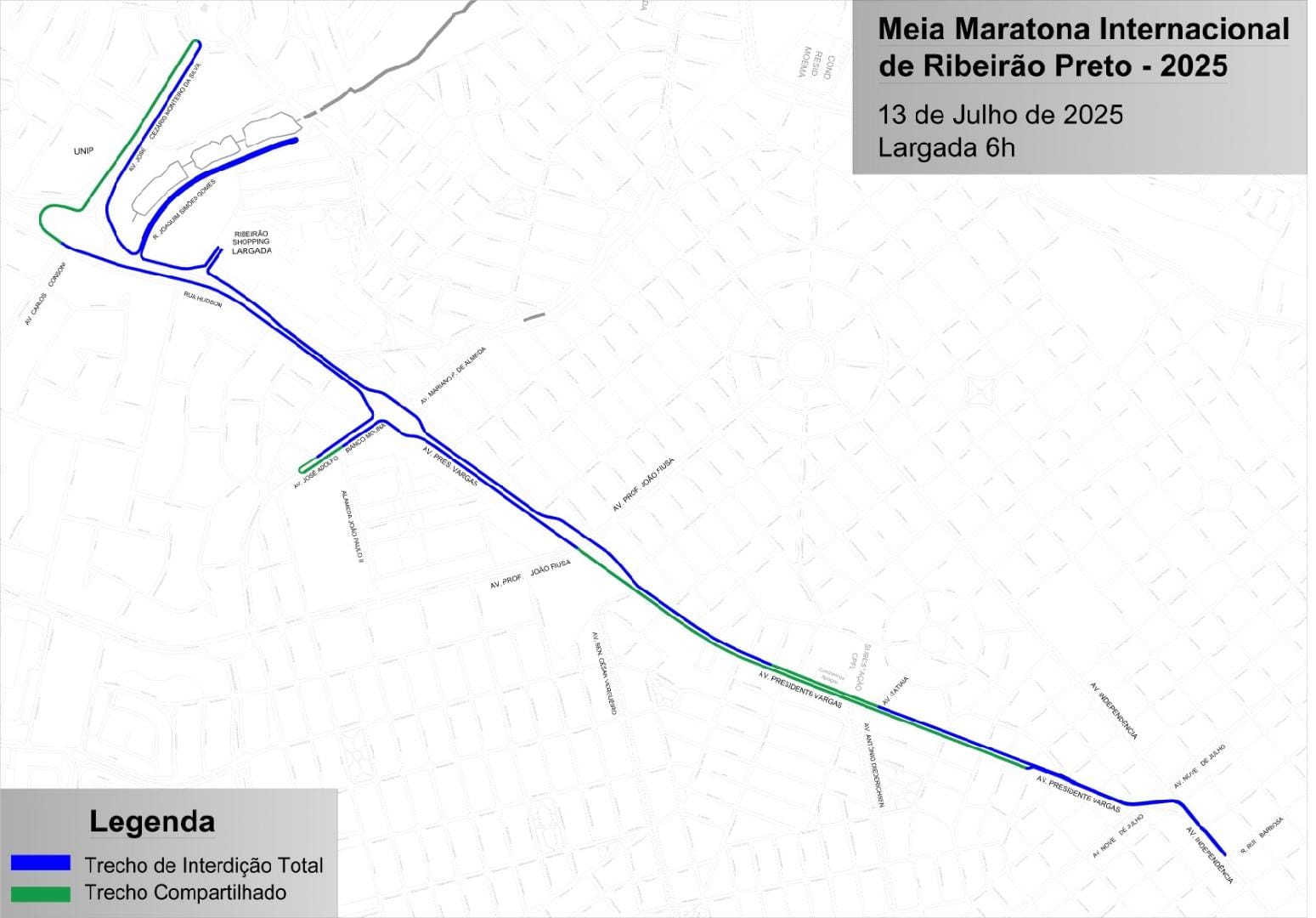 13ª Meia Maratona Internacional de Ribeirão Preto provoca interdições e orienta motoristas para rotas alternativas