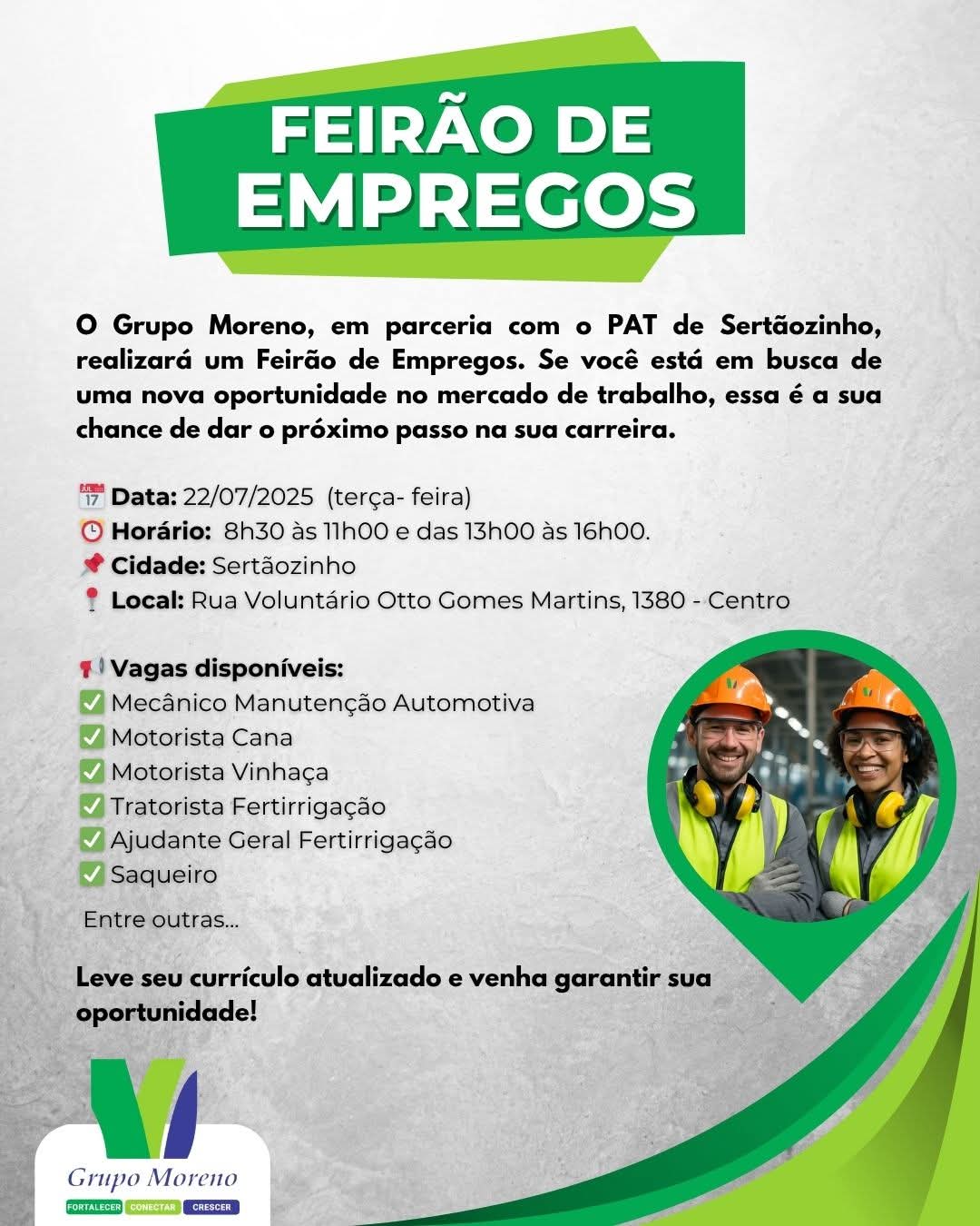 Sertãozinho promove feirão de empregos