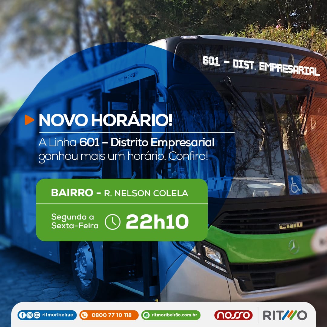 RP Mobi amplia horários de seis linhas de ônibus em Ribeirão Preto; 601 passa a operar aos domingos