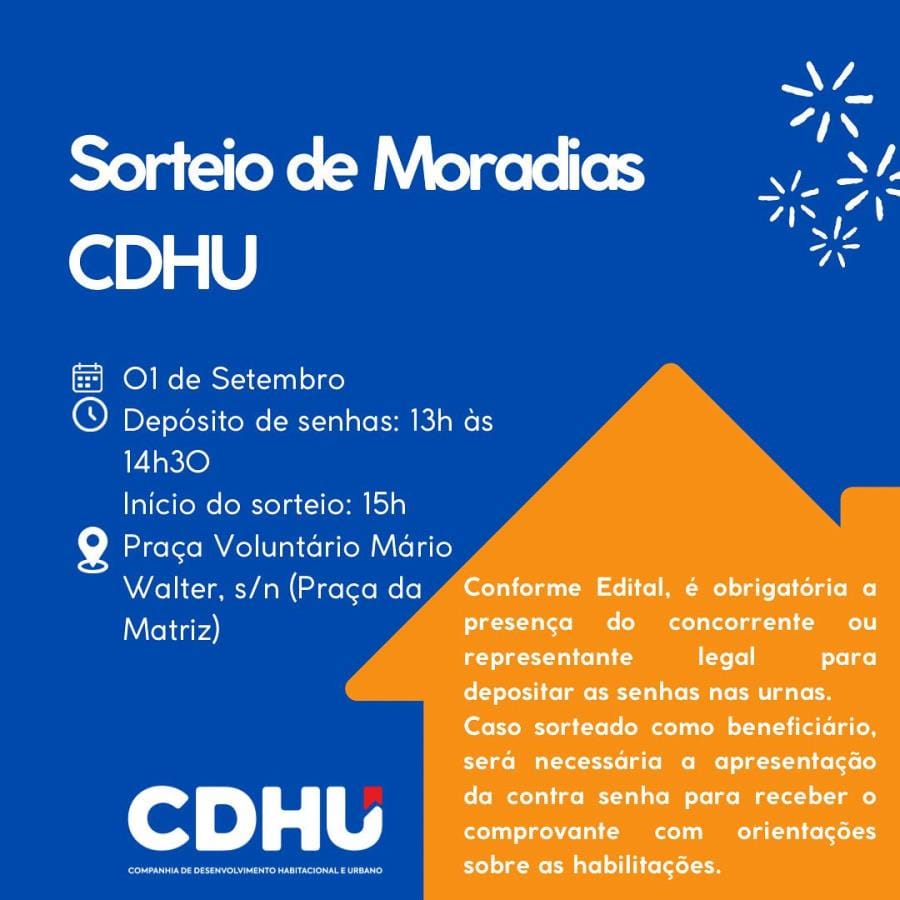 Sorteio da CDHU em Altinópolis definirá 147 famílias beneficiadas com moradias