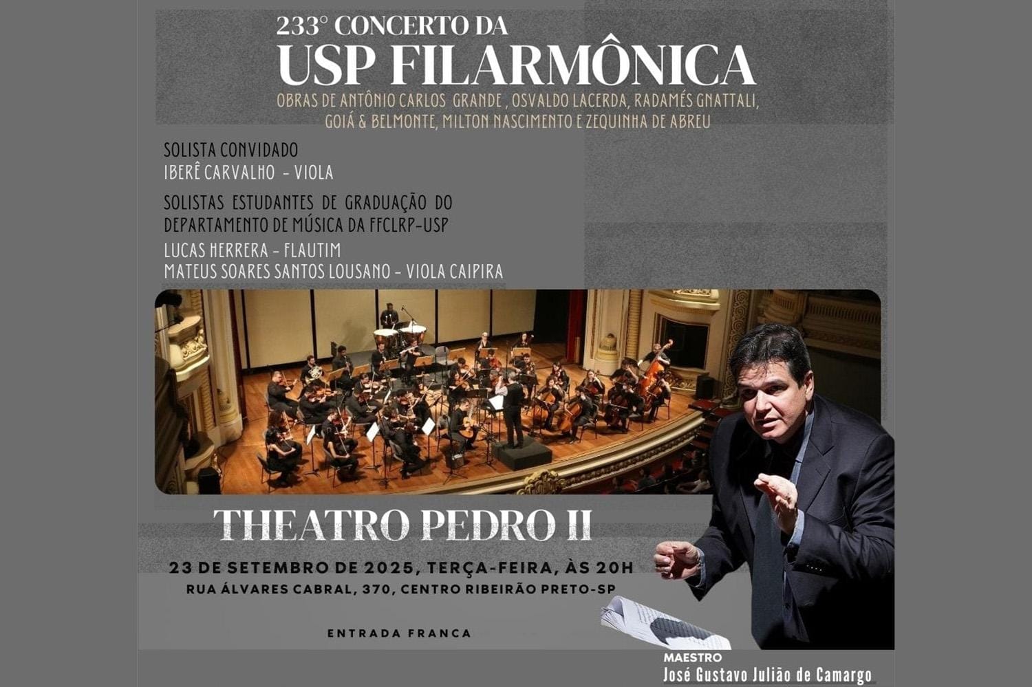 Theatro Pedro II terá semana com filarmônica, rock sinfônico, espetáculo infantil e show local