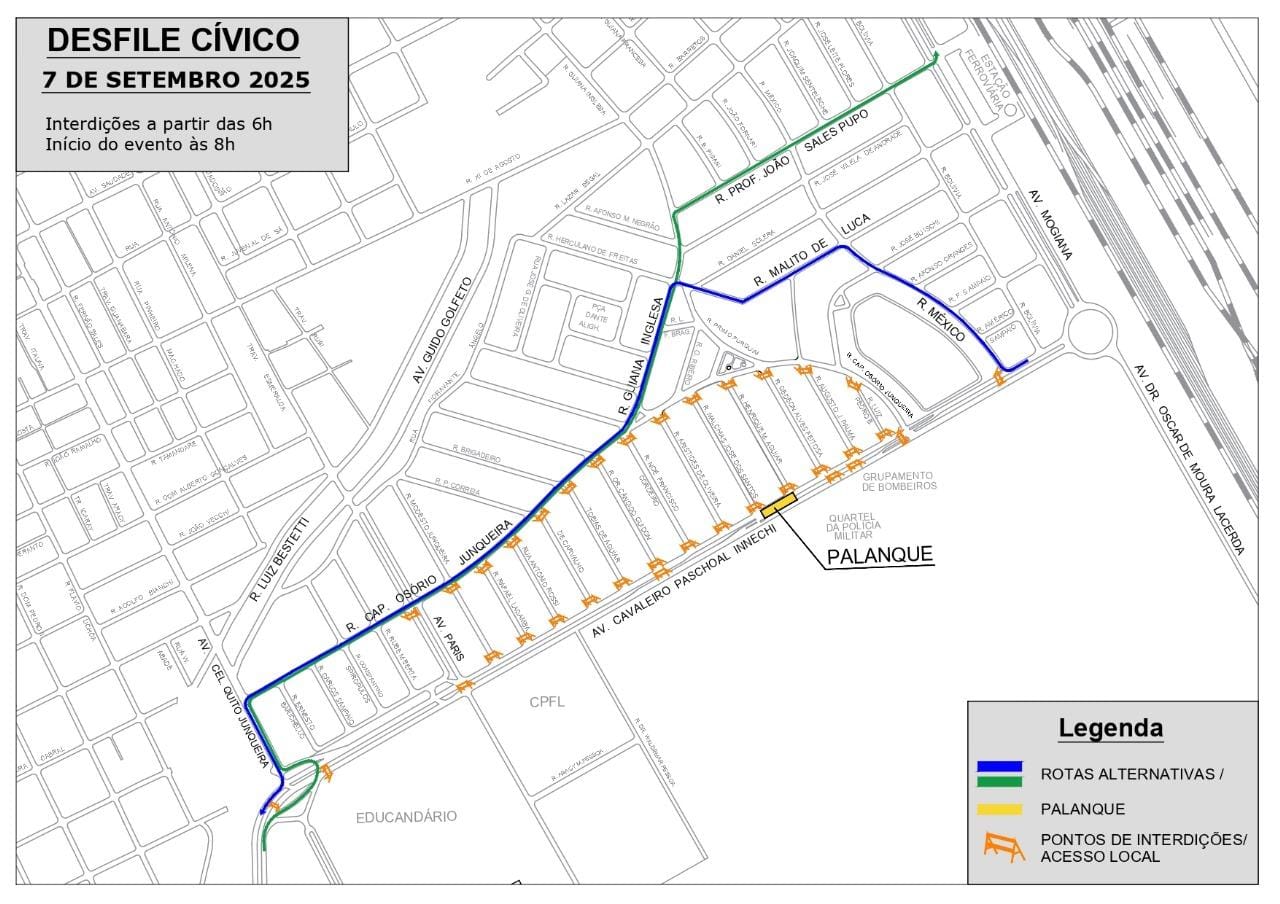 Ribeirão Preto terá interdições e reforço no transporte no desfile de 7 de setembro