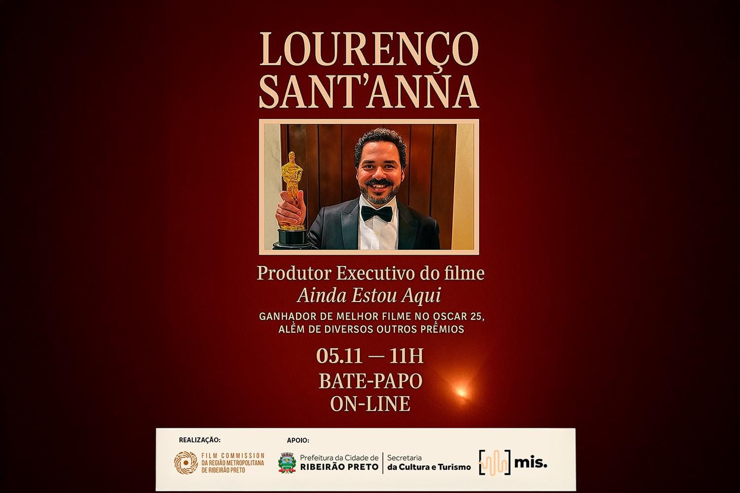 Produtor de filme vencedor do Oscar participa de conversa online em Ribeirão Preto