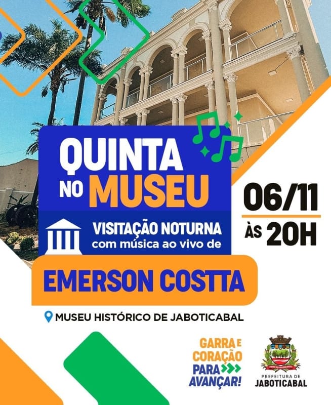 Museu Histórico de Jaboticabal promove visitação noturna gratuita com música ao vivo