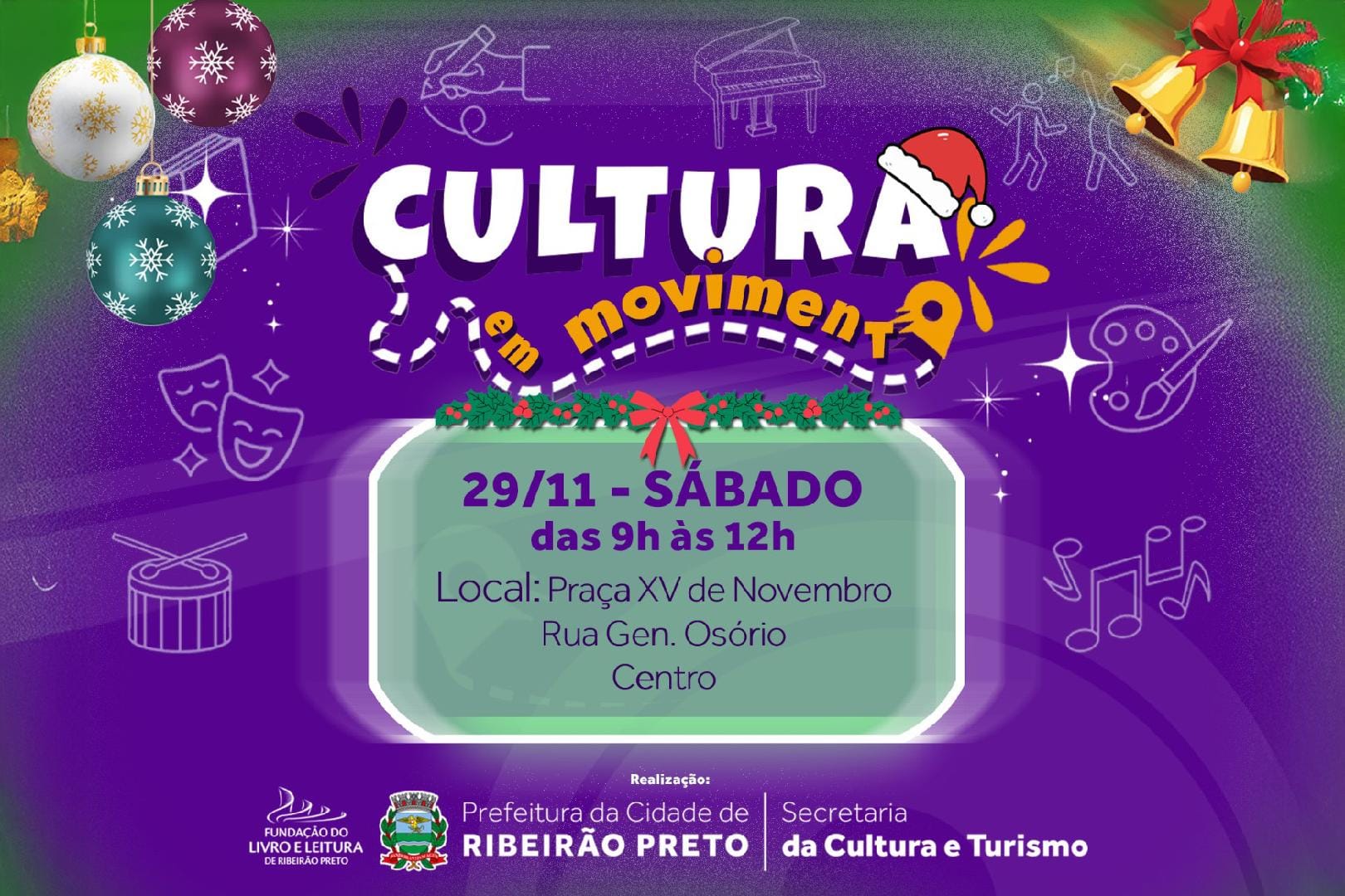 Edição de Natal do Cultura em Movimento leva atividades gratuitas à Praça XV neste sábado