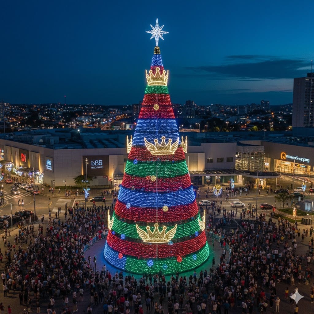 RibeirãoShopping inaugura árvore de Natal de 43 metros com show de luzes em movimento inédito