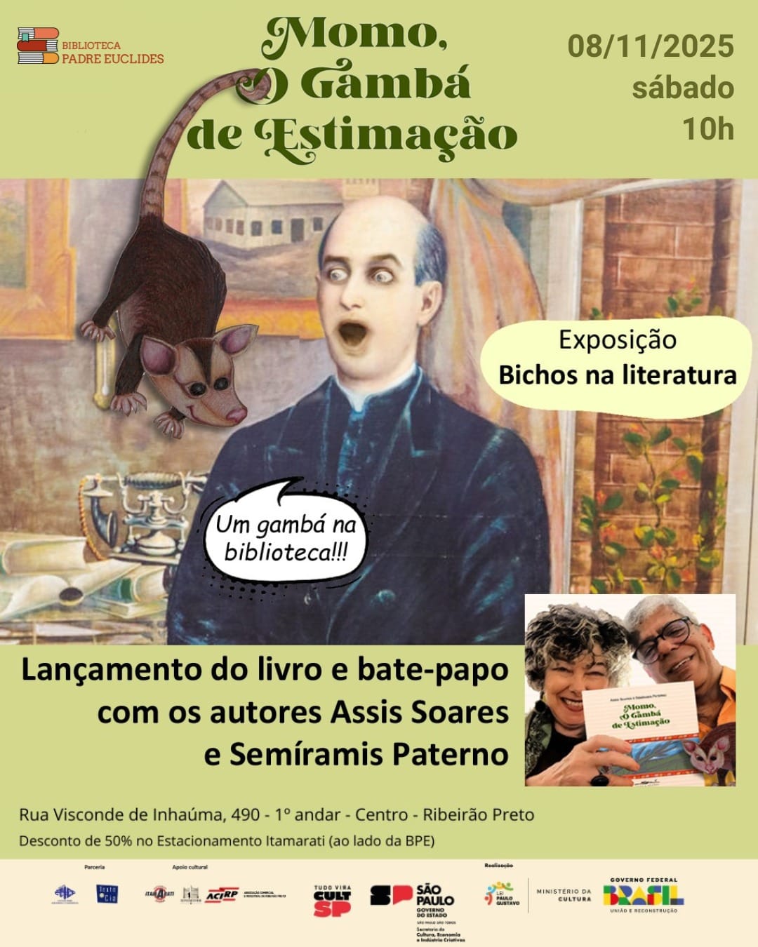 Biblioteca Padre Euclides prepara exposição interativa e lançamento infantil para 8 de novembro