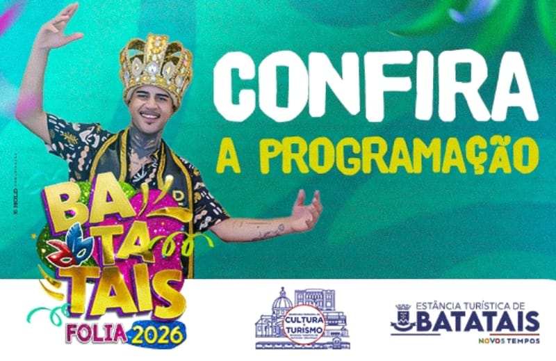 Batatais anuncia programação completa do Batatais Folia 2026 com desfiles e blocos de rua