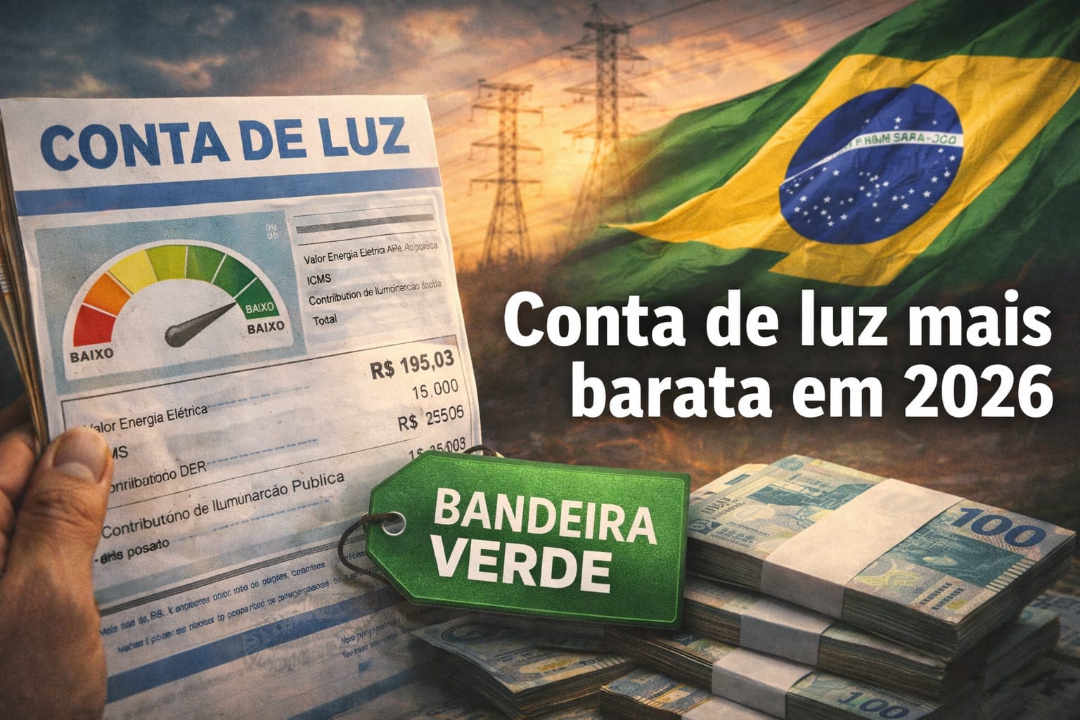 Aneel confirma bandeira verde para a conta de luz em janeiro de 2026