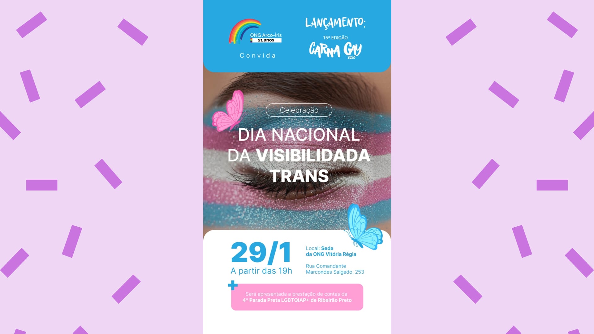 Arco-Íris anuncia programação para o Dia Nacional da Visibilidade Trans em Ribeirão Preto
