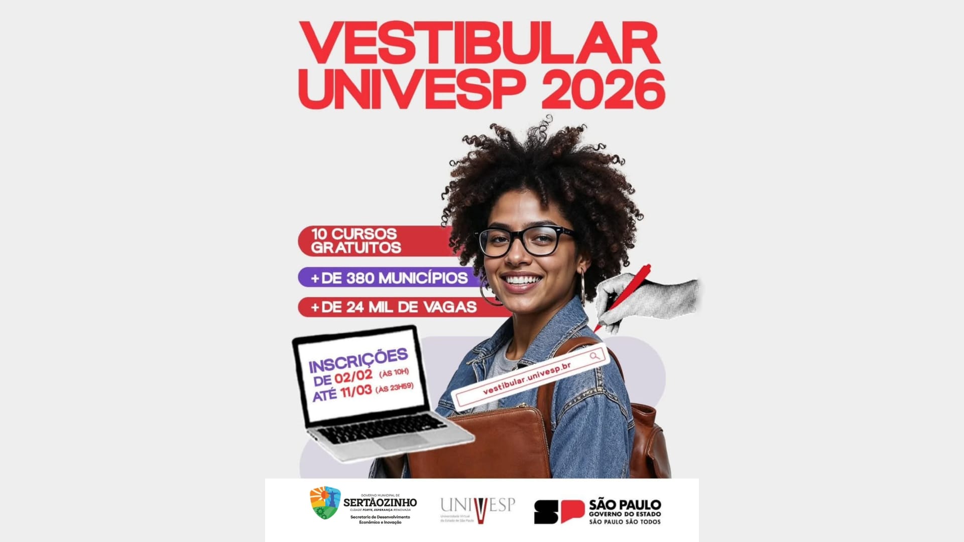 Univesp abre inscrições para Vestibular 2026; Polo de Sertãozinho oferece 108 vagas