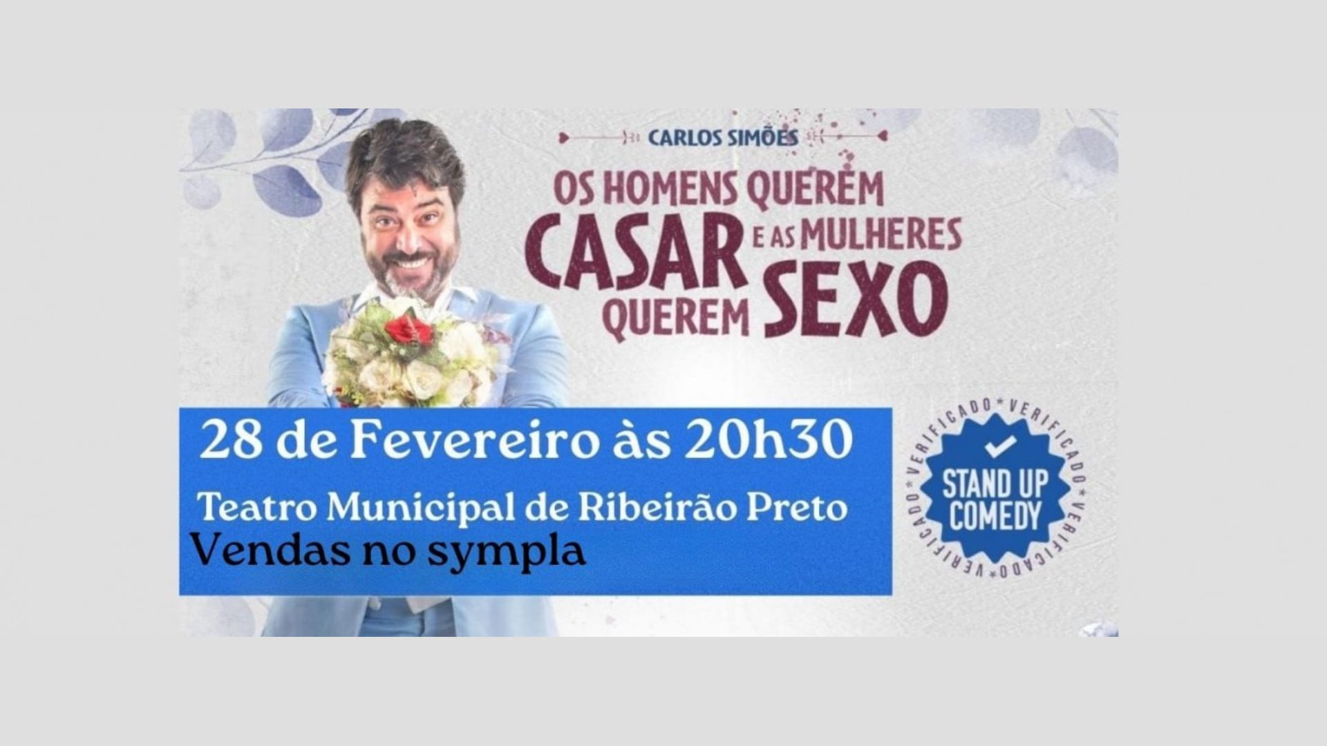 Stand-up de Carlos Simões estreia em Ribeirão Preto com sessão única no Teatro Municipal