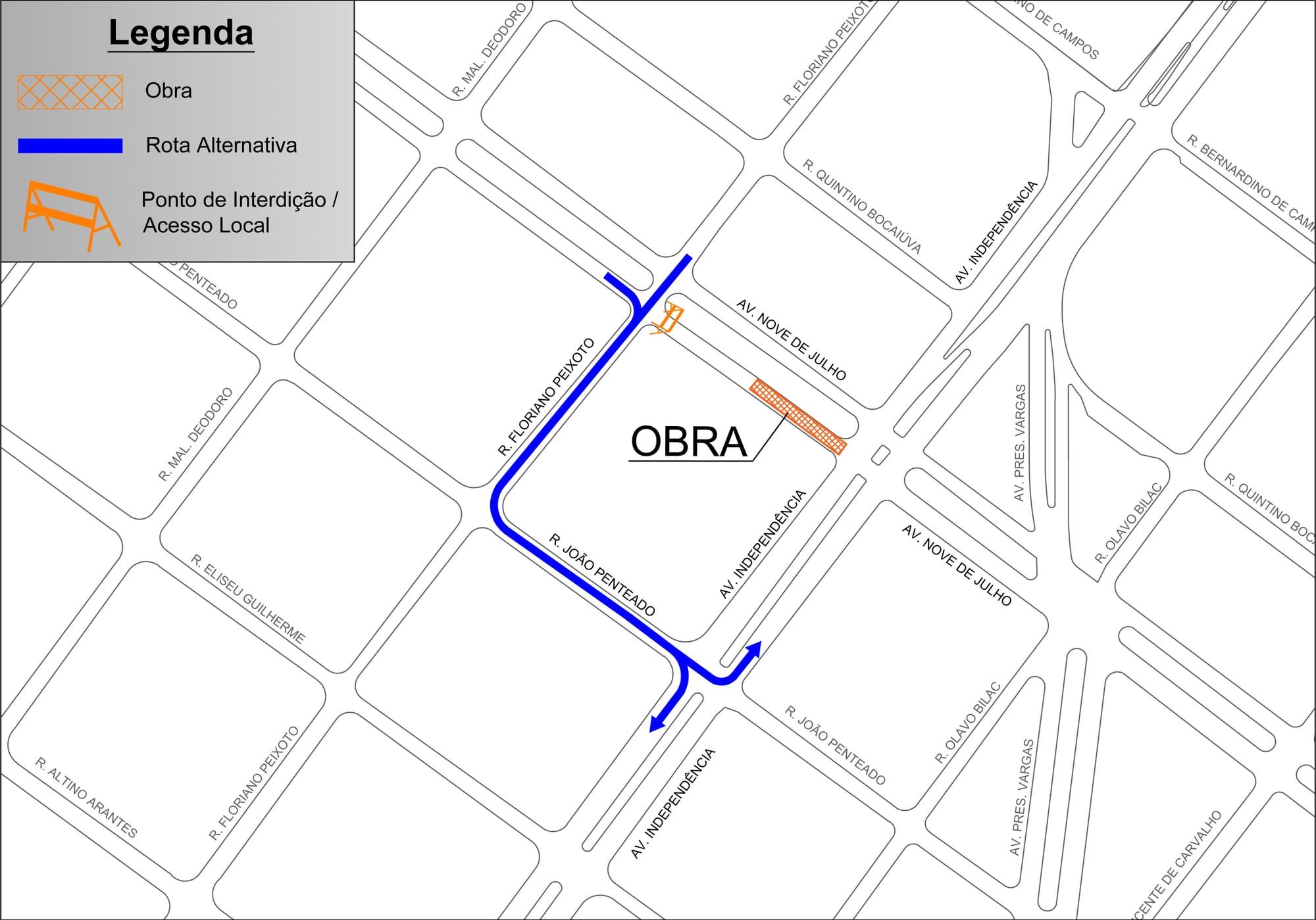 Interdição emergencial na Independência começa e altera circulação no Centro