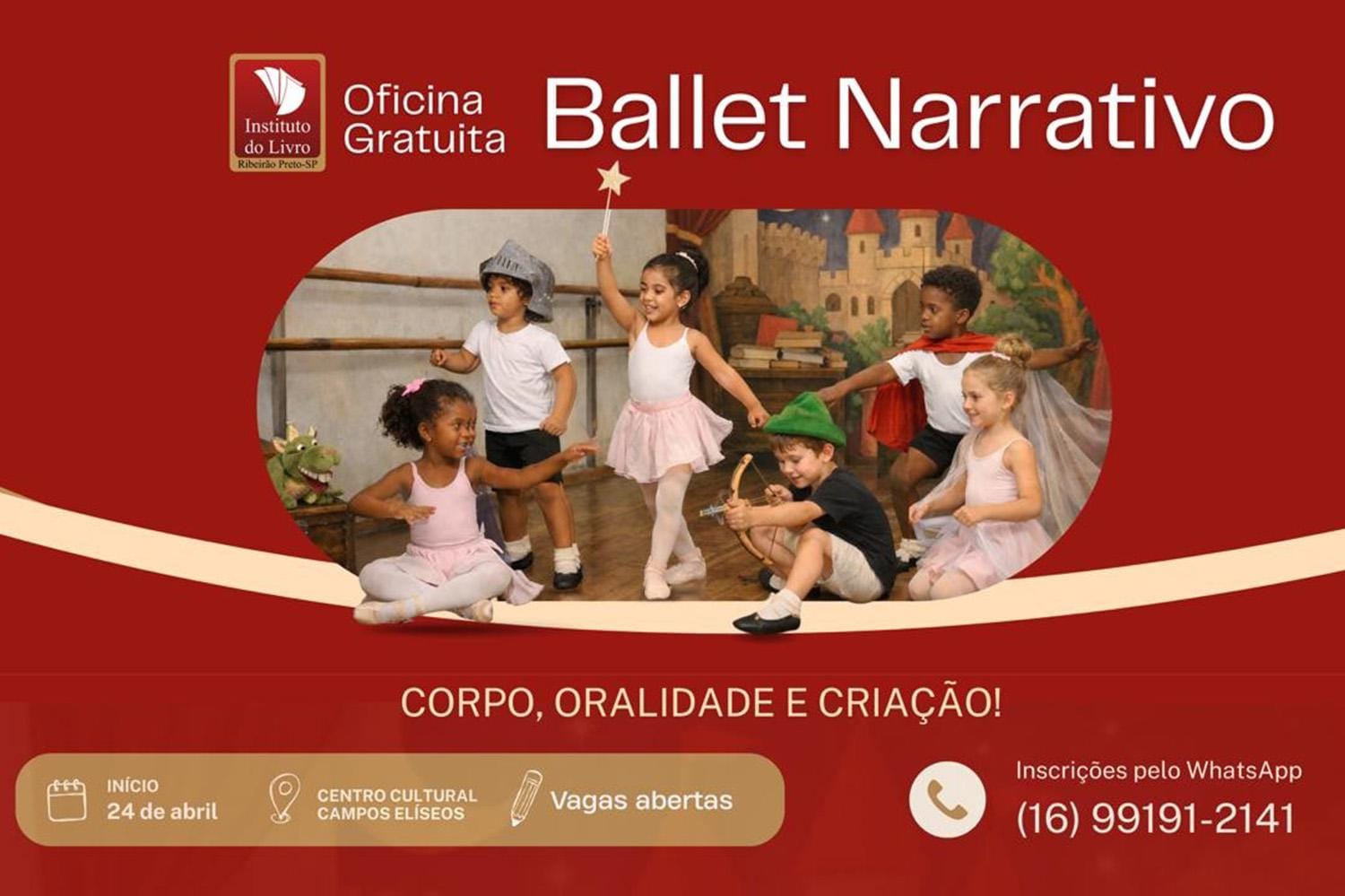 Ribeirão Preto abre inscrições para oficina gratuita de Ballet Narrativo voltada a crianças