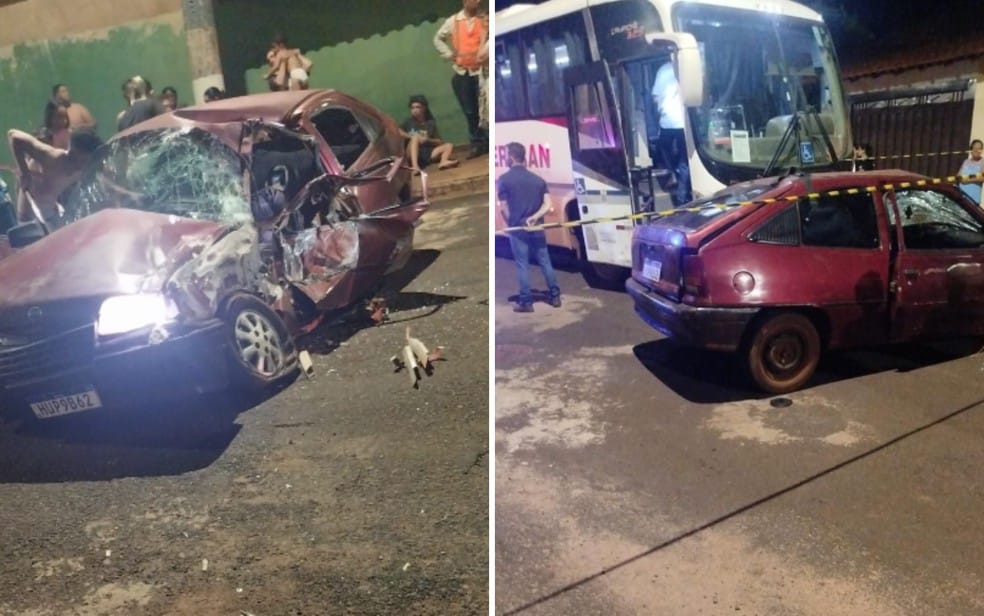 Adolescente morre e cinco ficam feridos após colisão entre carro e ônibus em Aramina