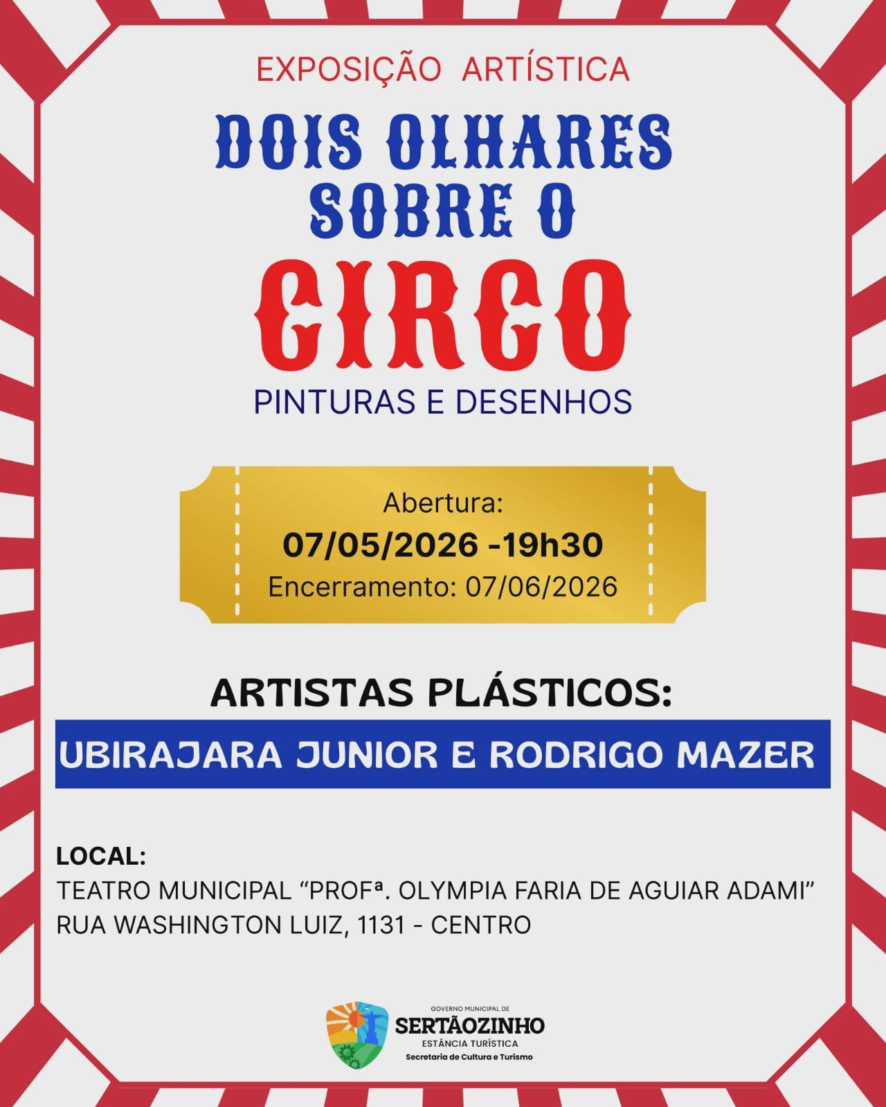 Exposição sobre o universo circense estreia no Teatro Municipal de Sertãozinho em maio