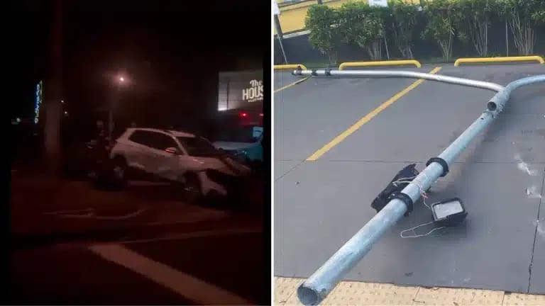 Carro derruba poste e interdita cruzamento na zona Sul de Ribeirão Preto