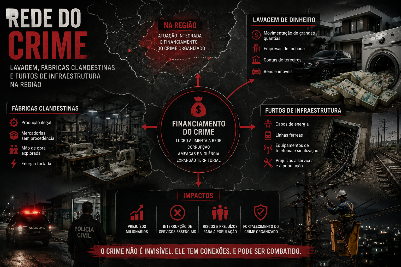 Crimes contra infraestrutura, lavagem e produção clandestina: conexões e respostas