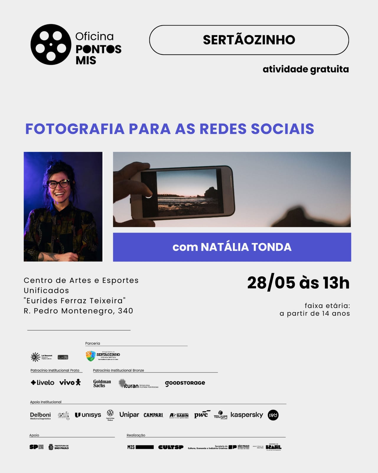 Oficina gratuita em Sertãozinho ensina fotografia para turbinar perfis nas redes sociais