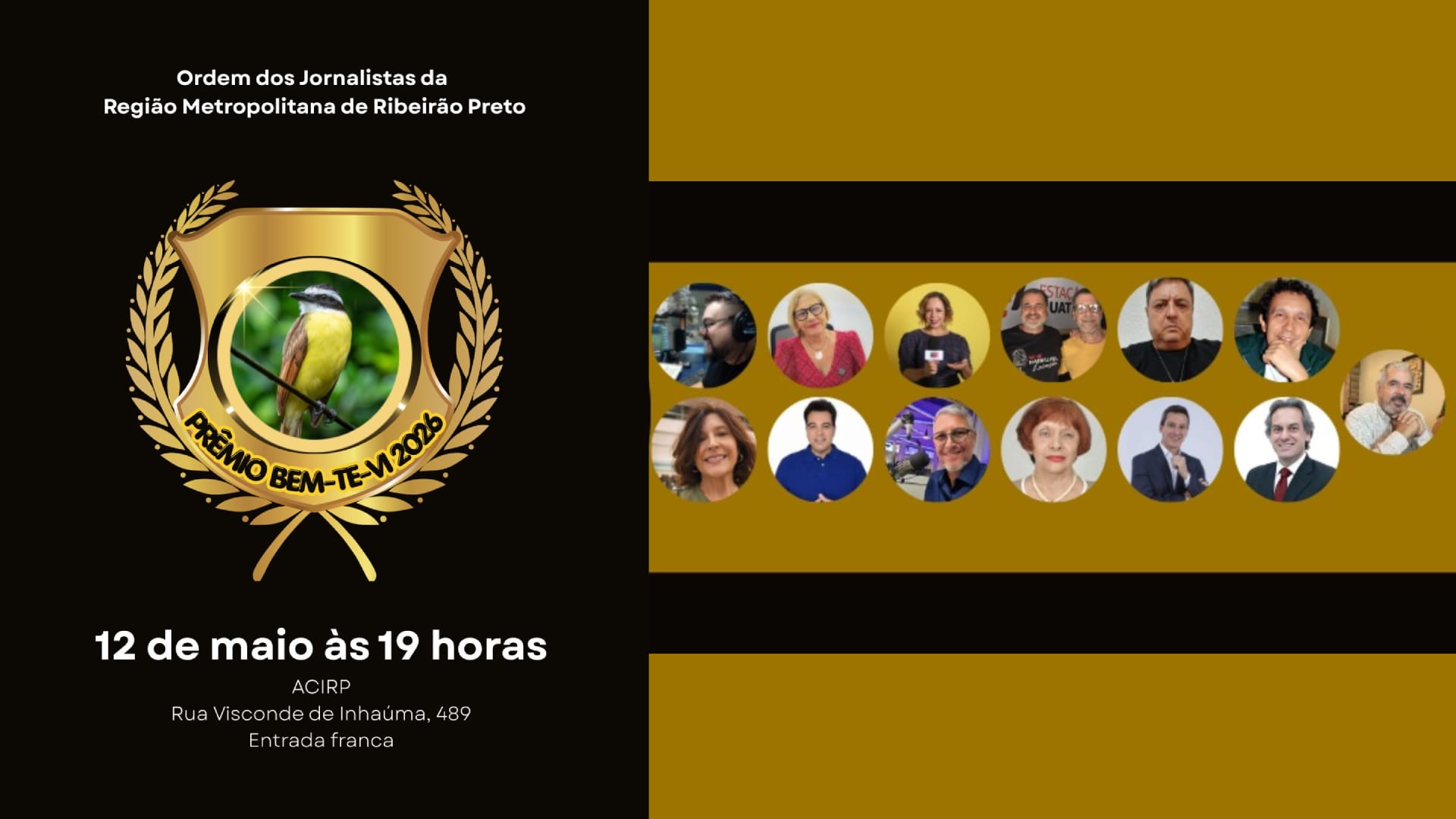 Prêmio Bem-te-vi 2026 terá cerimônia em nova sede e reconhece profissionais do jornalismo regional