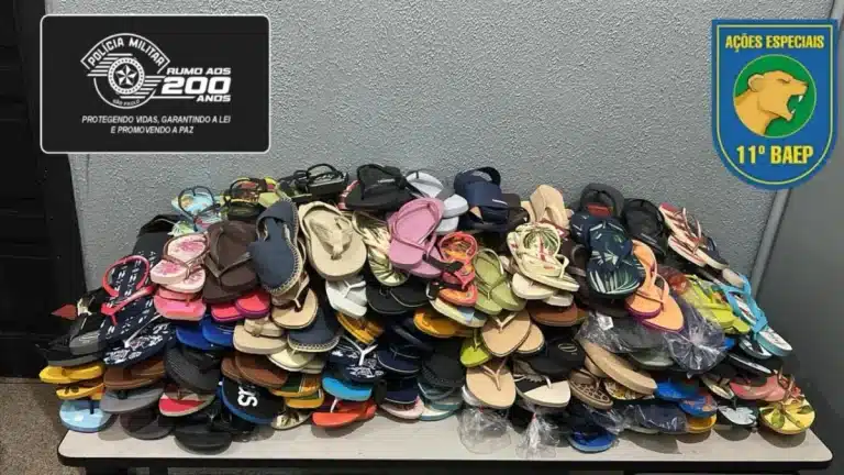 Dois presos em Ribeirão Preto após PM recuperar 181 pares de chinelos furtados