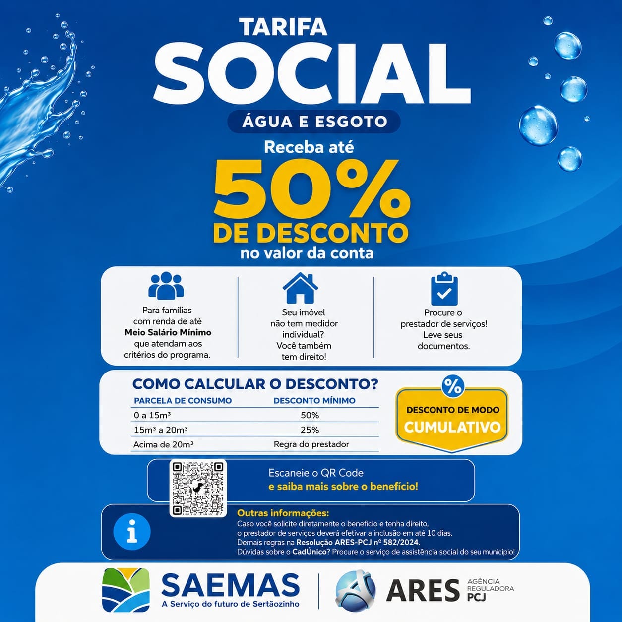 Tarifa Social: como obter até 50% de desconto na conta de água e esgoto em Sertãozinho