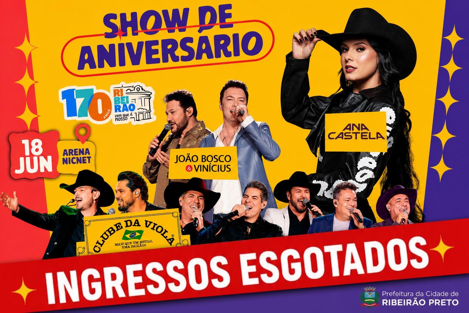 Ingressos solidários para show dos 170 anos de Ribeirão Preto se esgotam em menos de cinco dias