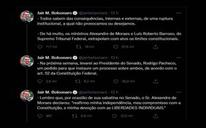 Bolsonaro Ameaça Ministros Com Pedido De Instauração De Inquérito Contra Barroso E Moraes