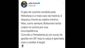 João Dória Cutuca Bolsonaro Novamente Em Post No Twitter