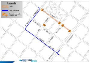 Rua Lafaiete terá novo trecho interditado na segunda-feira, dia 04