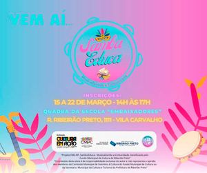 Samba Educa - Musicalizando a Comunidade está com inscrições abertas para oficinas de ritmo e percussão até o dia 26 de março