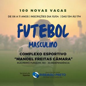 Secretaria de Esportes abre mais 100 vagas para escolinha de futebol de campo infantil