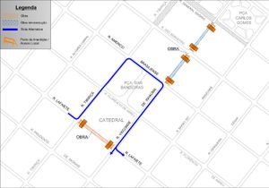 Trecho da rua Lafaiete atrás da Catedral terá interdição total nesta terça-feira, dia 16 de abril