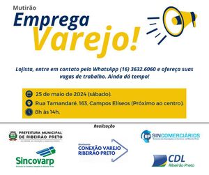 Mutirão Emprega Varejo será realizado no próximo sábado