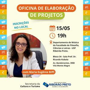 Secretaria da Cultura e Turismo promove oficina gratuita de elaboração de projetos culturais